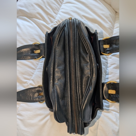 Marc by Marc Jacobs Black Leather Satchel with Drop Handles and Gold Hardware - Picture 7 of 14